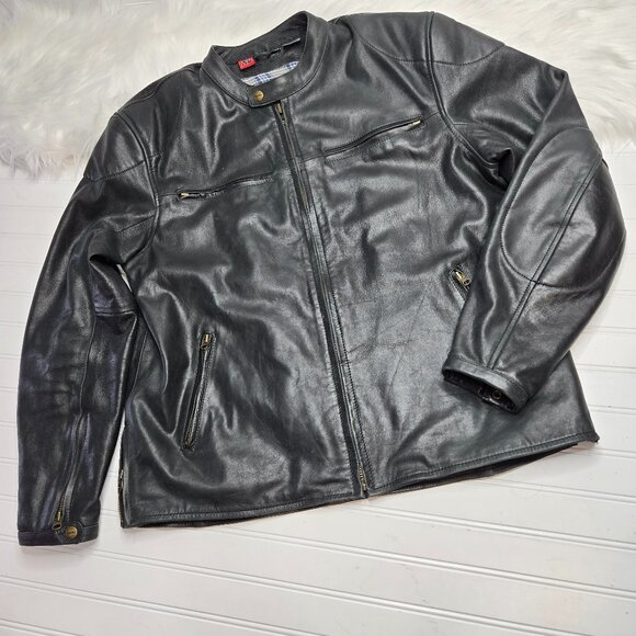 Street & Steel 1974 Men's XL Lined Leather Motorcycle Jacket Black Vault Armor